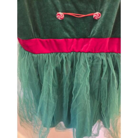 Born Famous Dress Elf Holiday Green Short Tutu Sleeveless Lined Size XL - Picture 6 of 13